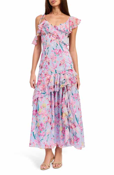 Alyssa Ruffle Asymmetric Maxi Dress