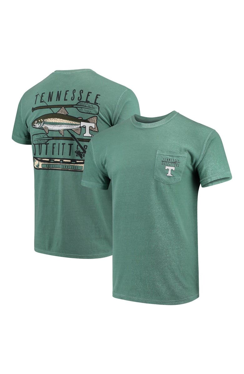 IMAGE ONE Men's Green Tennessee Volunteers Fishing Stack Comfort Colors Pocket T-Shirt, Alternate, color,