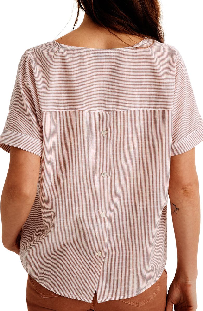 Madewell Stripe Button-Back Top, Alternate, color, 