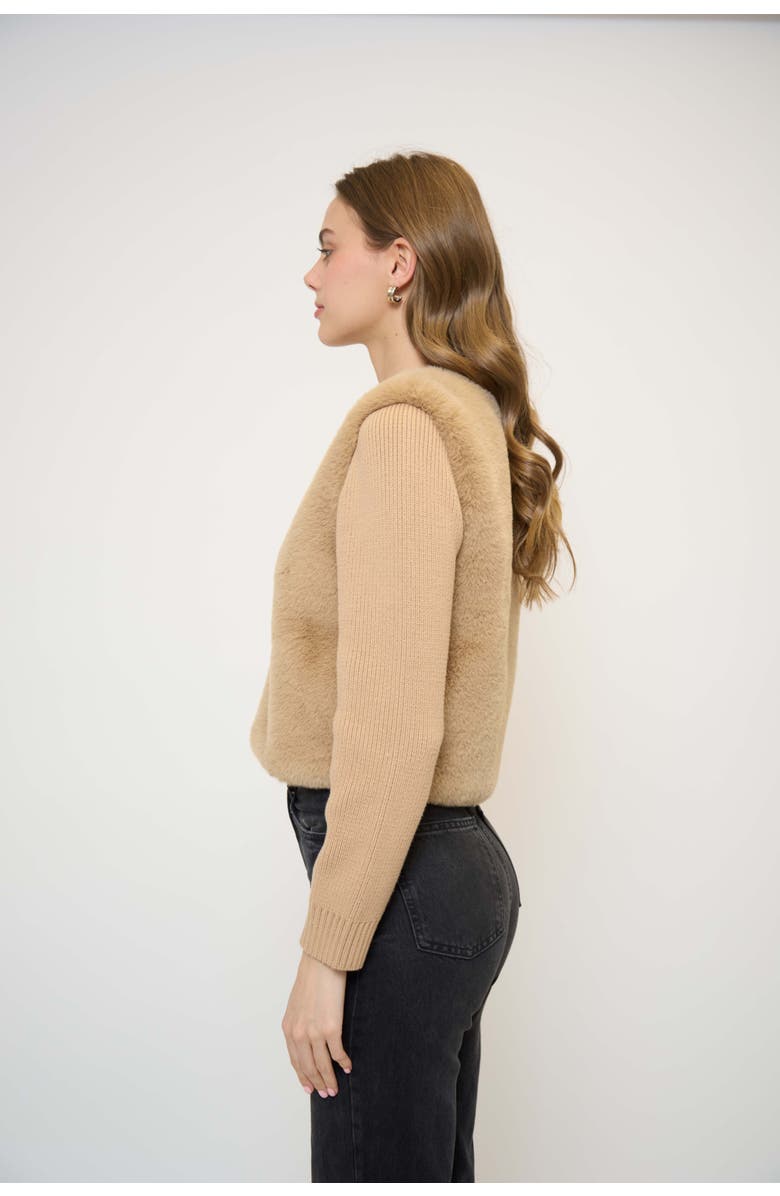 Central Park West Daphne Collarless Fur Sweater, Alternate, color, Mink
