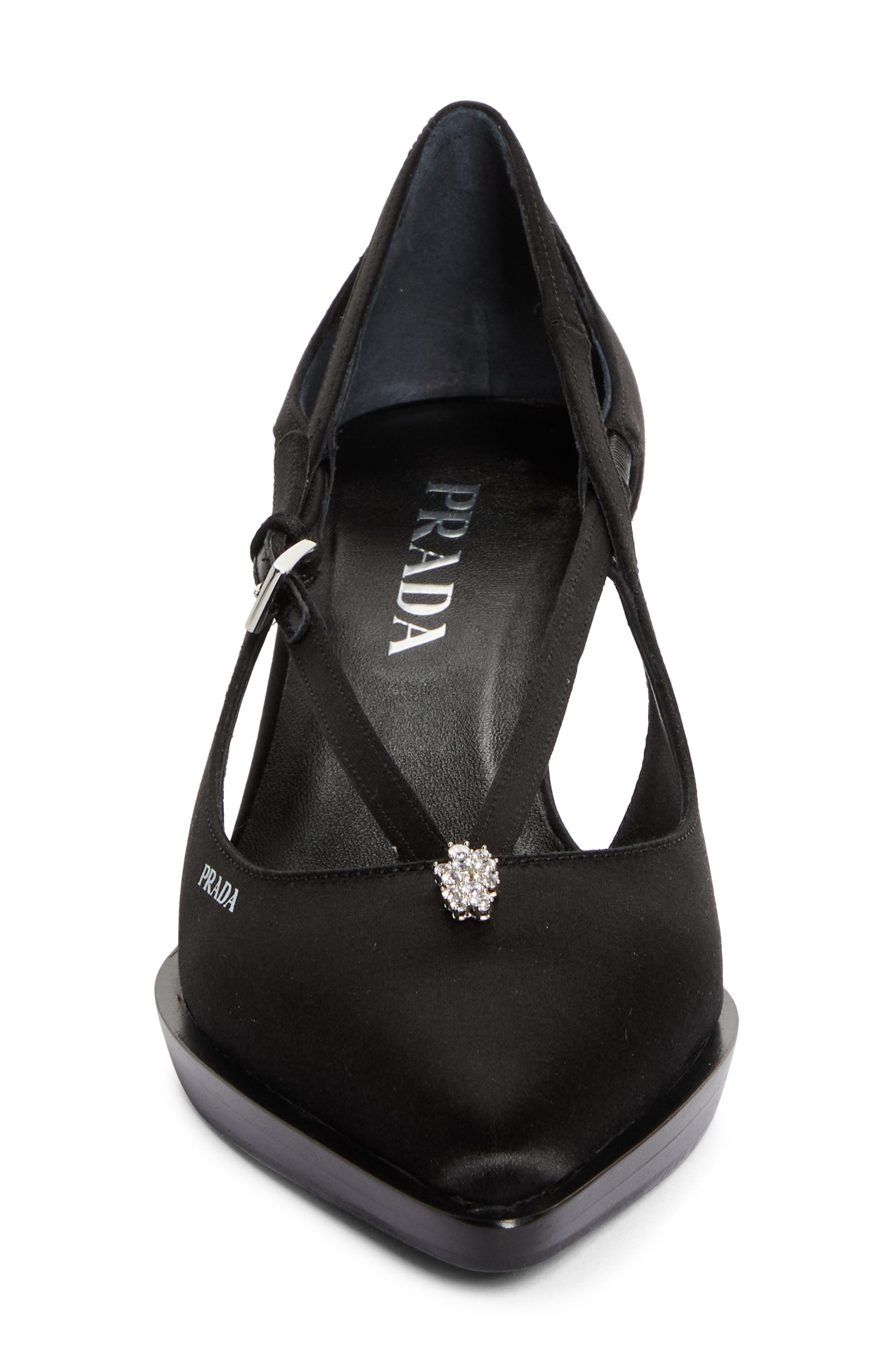 Prada Runway Crystal Detail Pointed Toe Pump, Alternate, color, 