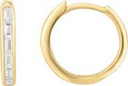EFFY 14K Yellow Gold Plated Baguette Diamond Huggie Hoop Earrings