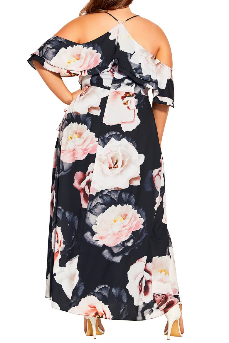 Austin Floral Cold Shoulder Maxi Dress, Alternate, color, AUSTIN FLORAL