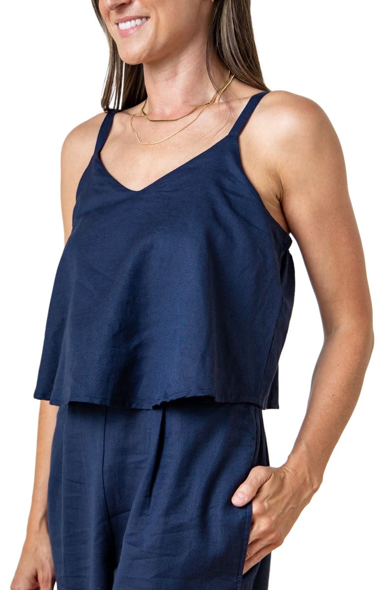 Hope 
Henry Women
s Sleeveless Faux Top Jumpsuit, Alternate, color, Navy Linen