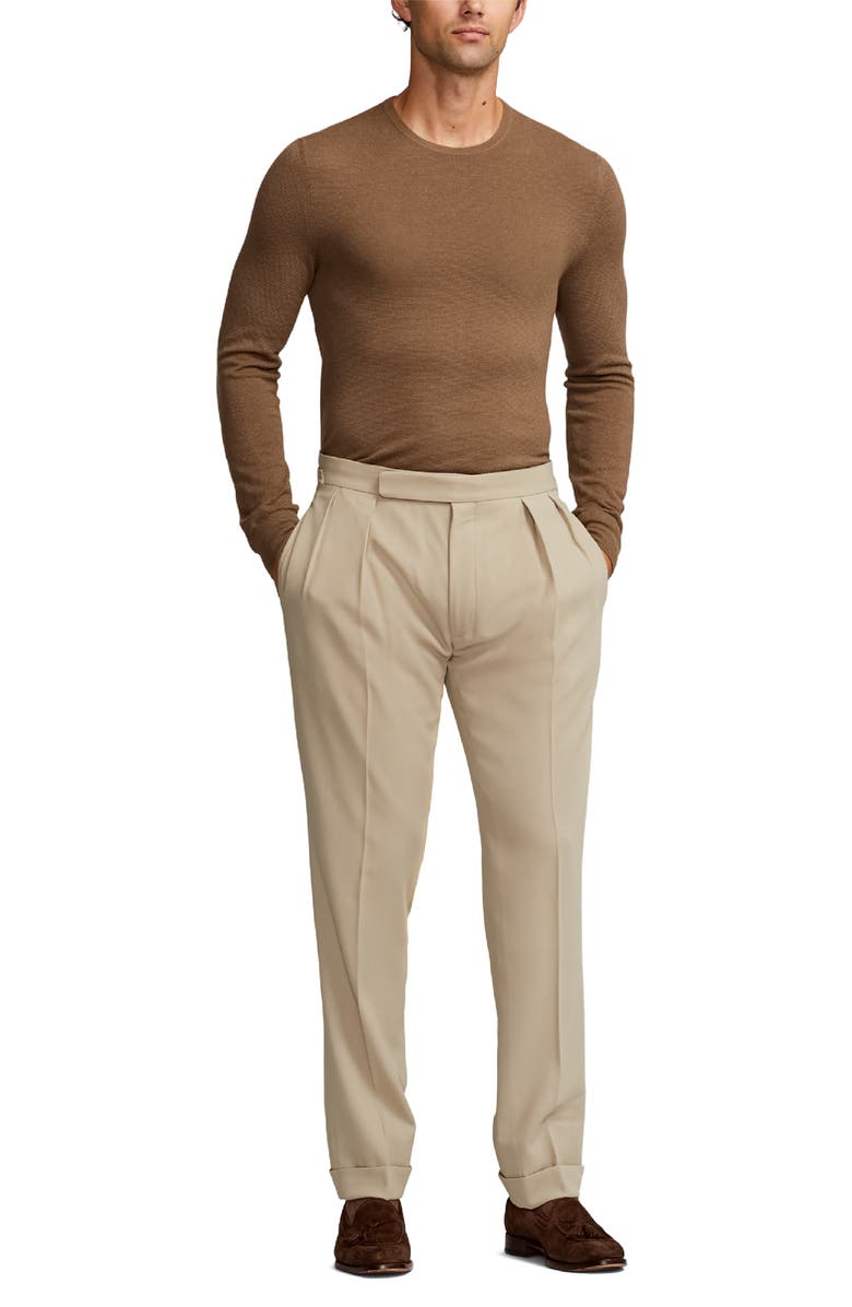 Ralph Lauren Purple Label Gregory Pleated Wool Crepe Trousers, Alternate, color, 