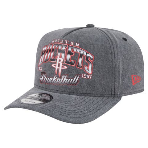 Men's New Era  Charcoal Houston Rockets Throwback Washed Pre-Curved 9FIFTY Snapback Hat