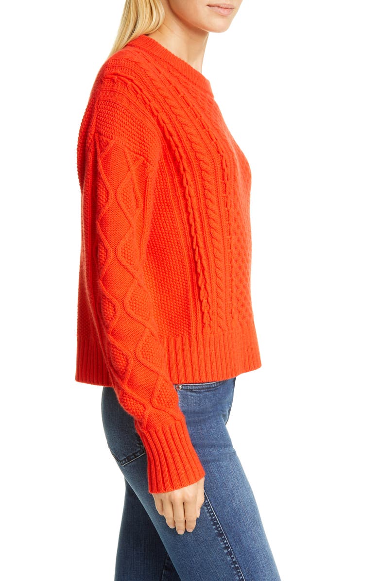 St. John Collection Drop Shoulder Aran Sweater, Alternate, color, 