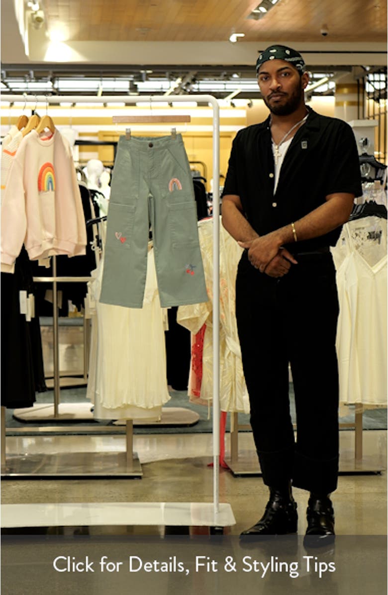 Kids' Embroidered Straight Leg Cargo Pants, sales video thumbnail