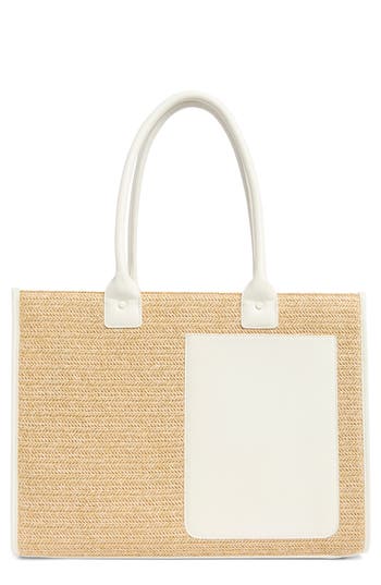 Bcbg Straw Tote Bag In Natural/white