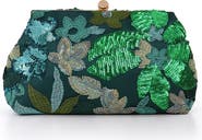 Jewel Badgley Mischka Elara Large Flora Sequin Pouch Clutch