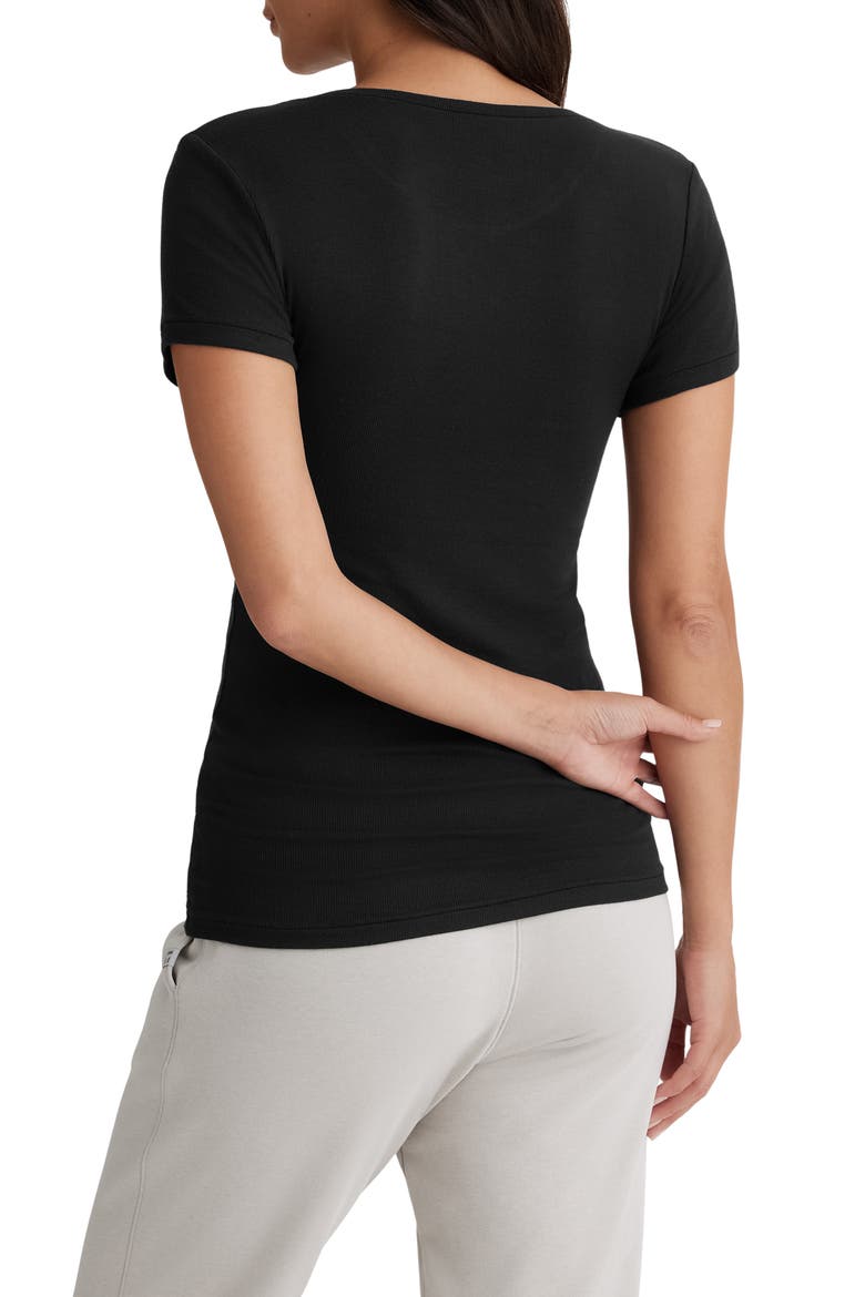 Micro Rib Cap Sleeve T-shirt, Alternate, color, BLACK