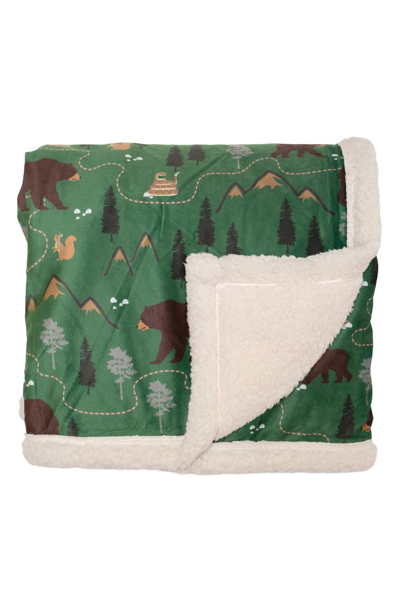 mimish Camping Trails Reversible Fleece Baby Blanket, Alternate, color, Coconut