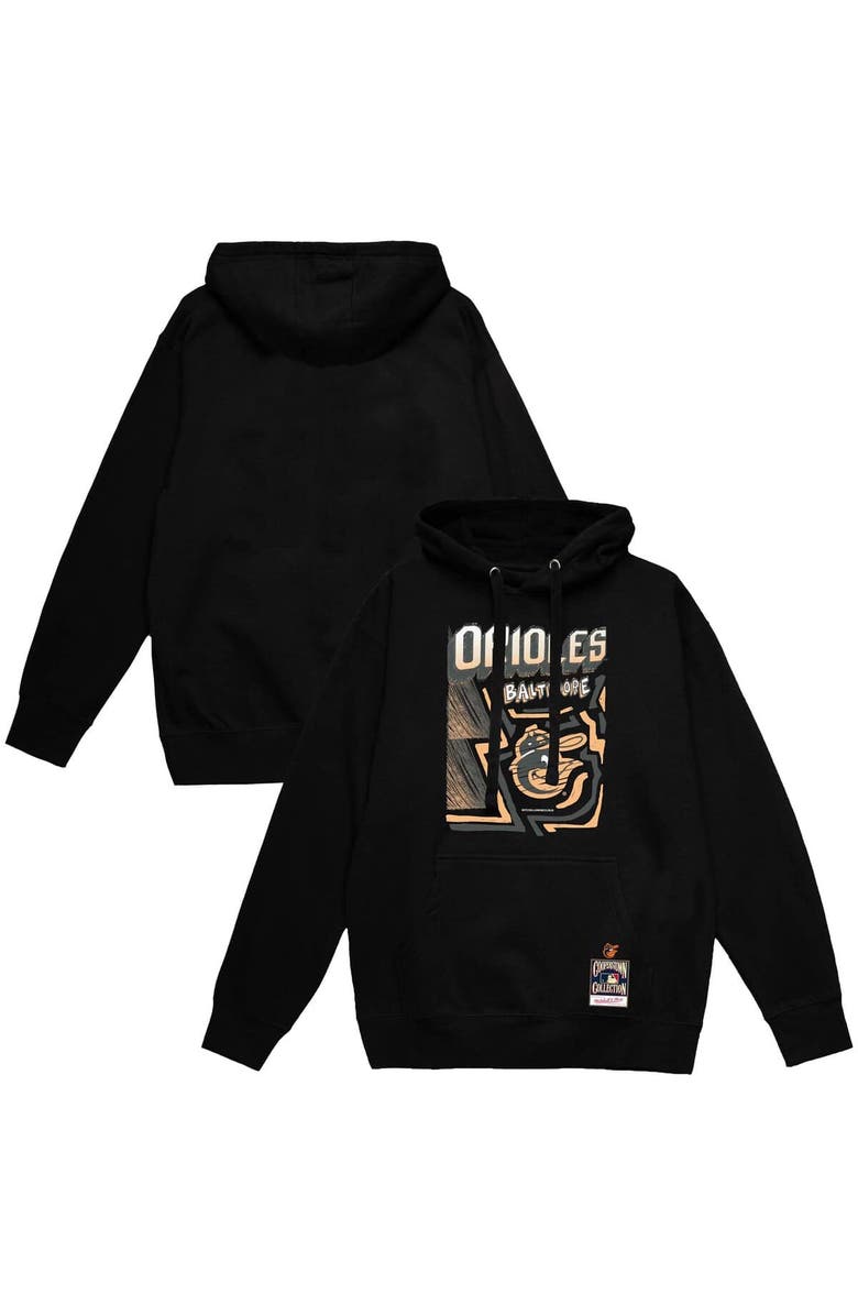 Mitchell & Ness Men's Mitchell & Ness Black Baltimore Orioles Sidewalk Sketch Pullover Hoodie, Main, color, Black