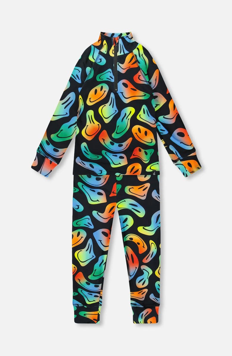 Deux par Deux Boy Two-Piece Thermal Underwear Set, Main, color, Smiley Face Boy