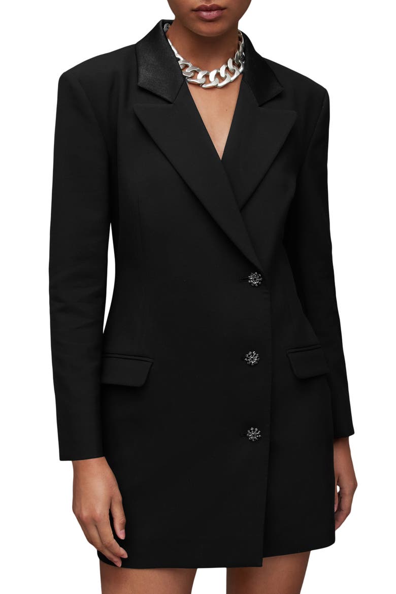 Erykah Blazer Dress, Alternate, color, BLACK