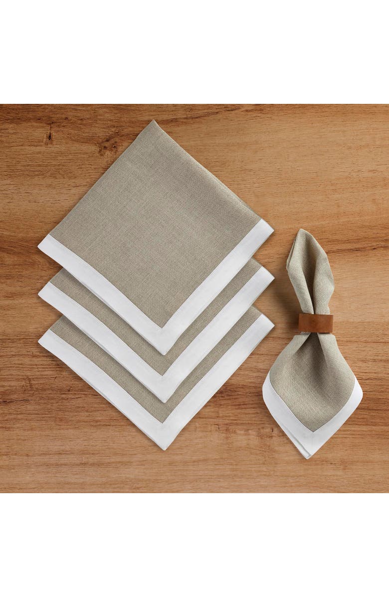 Solino Home Linen Dinner Napkins - Classic, 20" x 20" Inch, Alternate, color, White And Natural