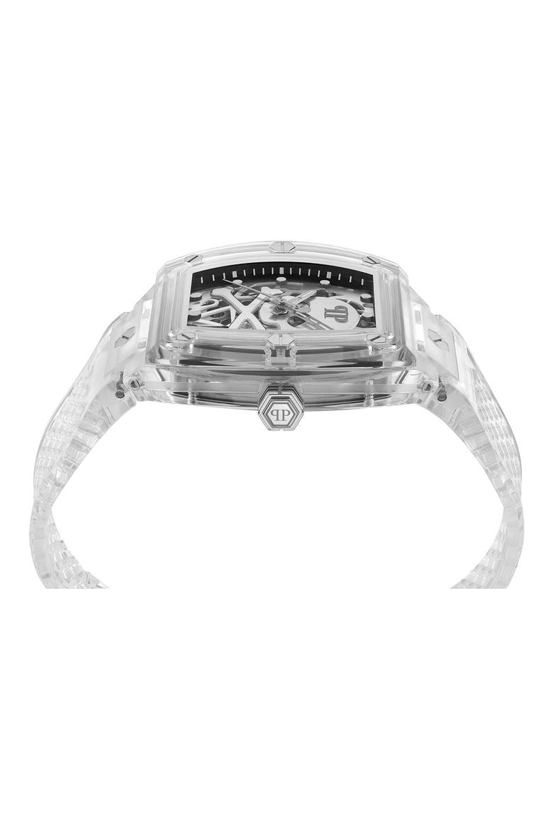 The $keleton Silicone Strap Watch, 38mm, Alternate, color, TRANSPARENT BIO NYLON