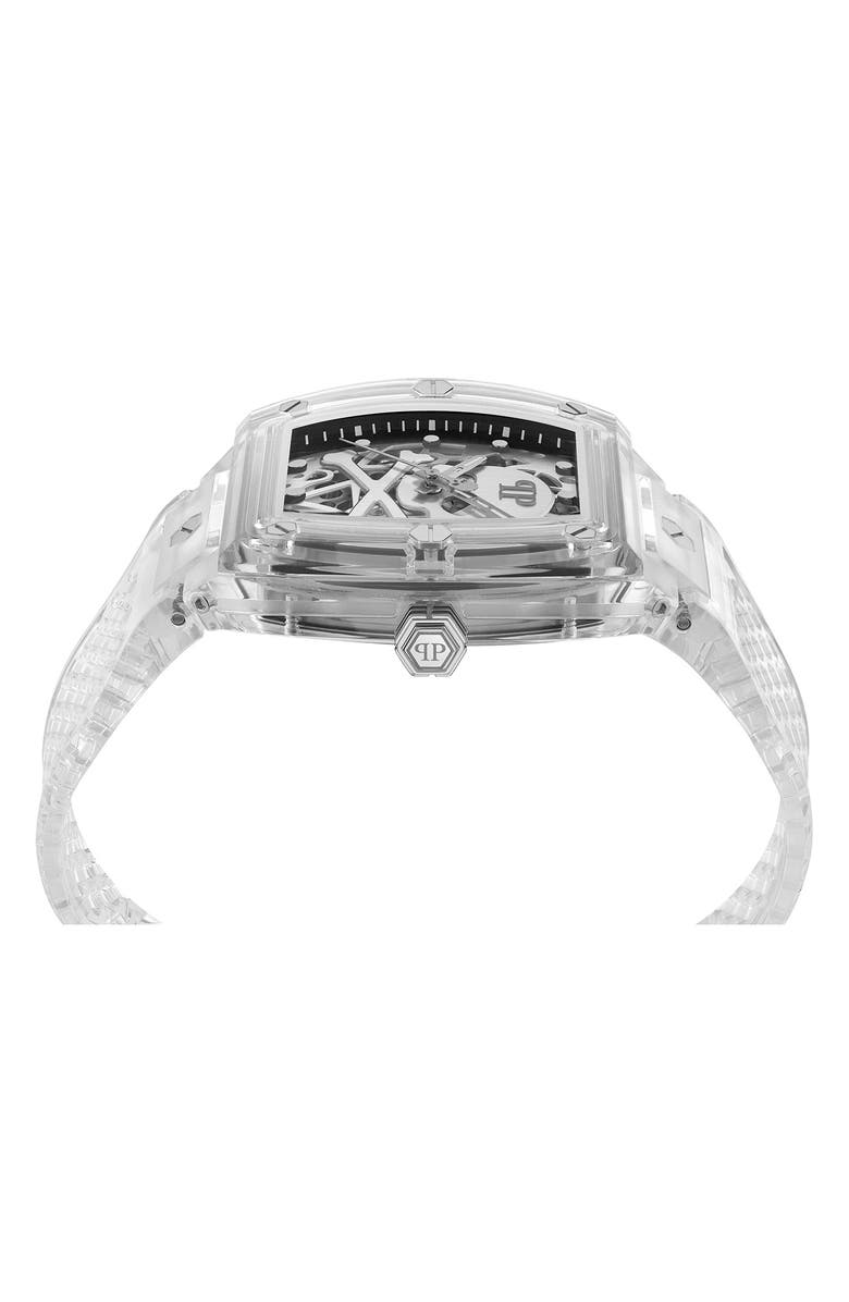 PHILIPP PLEIN The $keleton Silicone Strap Watch, 38mm, Alternate, color, Transparent Bio Nylon