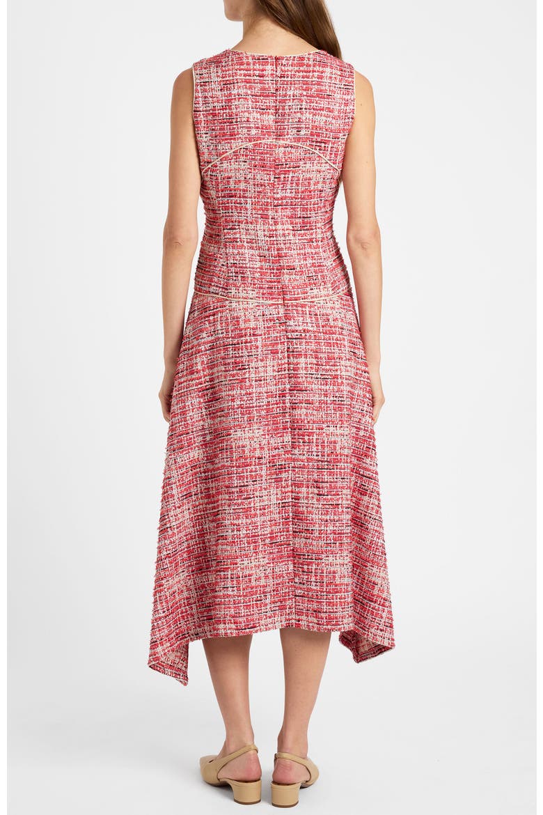Enza Midi Sleeveless Handkerchief Dress In Modern Tweed, Alternate, color, Chili Pepper