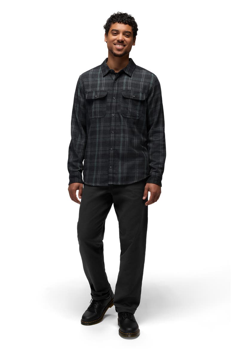 Westbrook Plaid Recycled Blend Button-Up Shirt, Alternate, color, COAL SHADOW