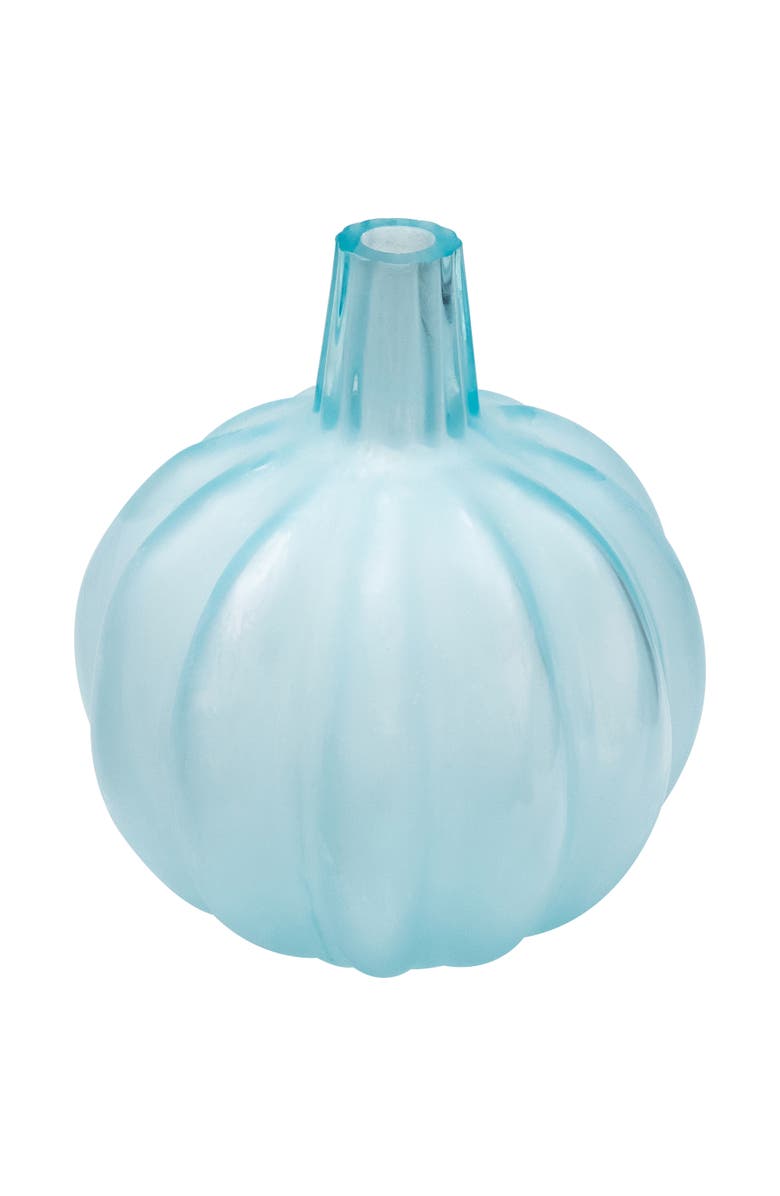 Northlight Transparent Glass Pumpkin Candle Holder - 9" - Blue, Main, color, Blue
