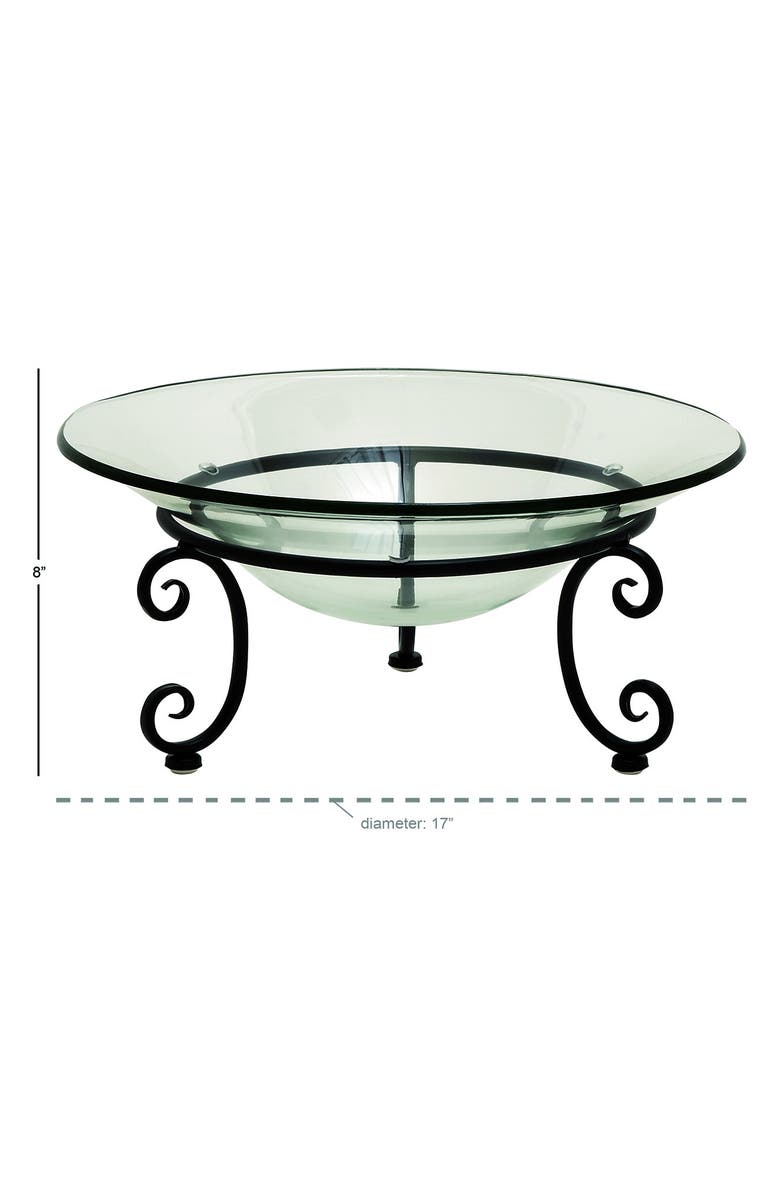 SONOMA SAGE HOME Clear Tempered Glass Kitchen Serving Bowl with Black Metal Scroll Base, Alternate, color, Clear