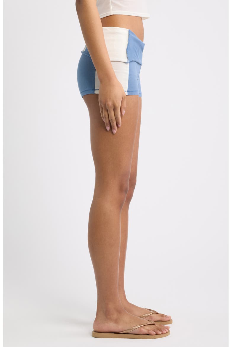Foldover Stretch Cotton Mini Shorts, Alternate, color, MULTI