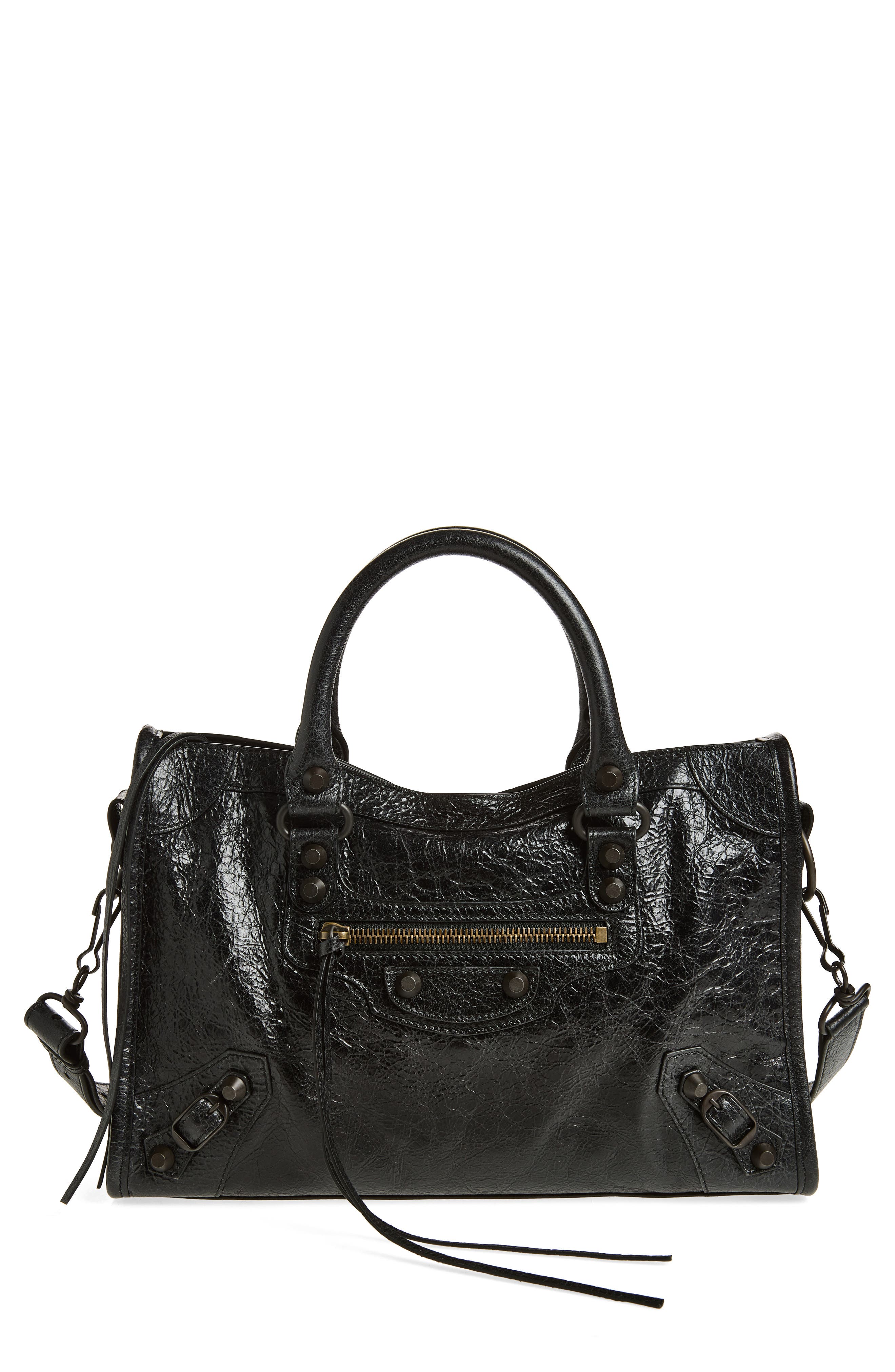 Balenciaga Small Le City Leather Satchel, Main, color, 1000 Black