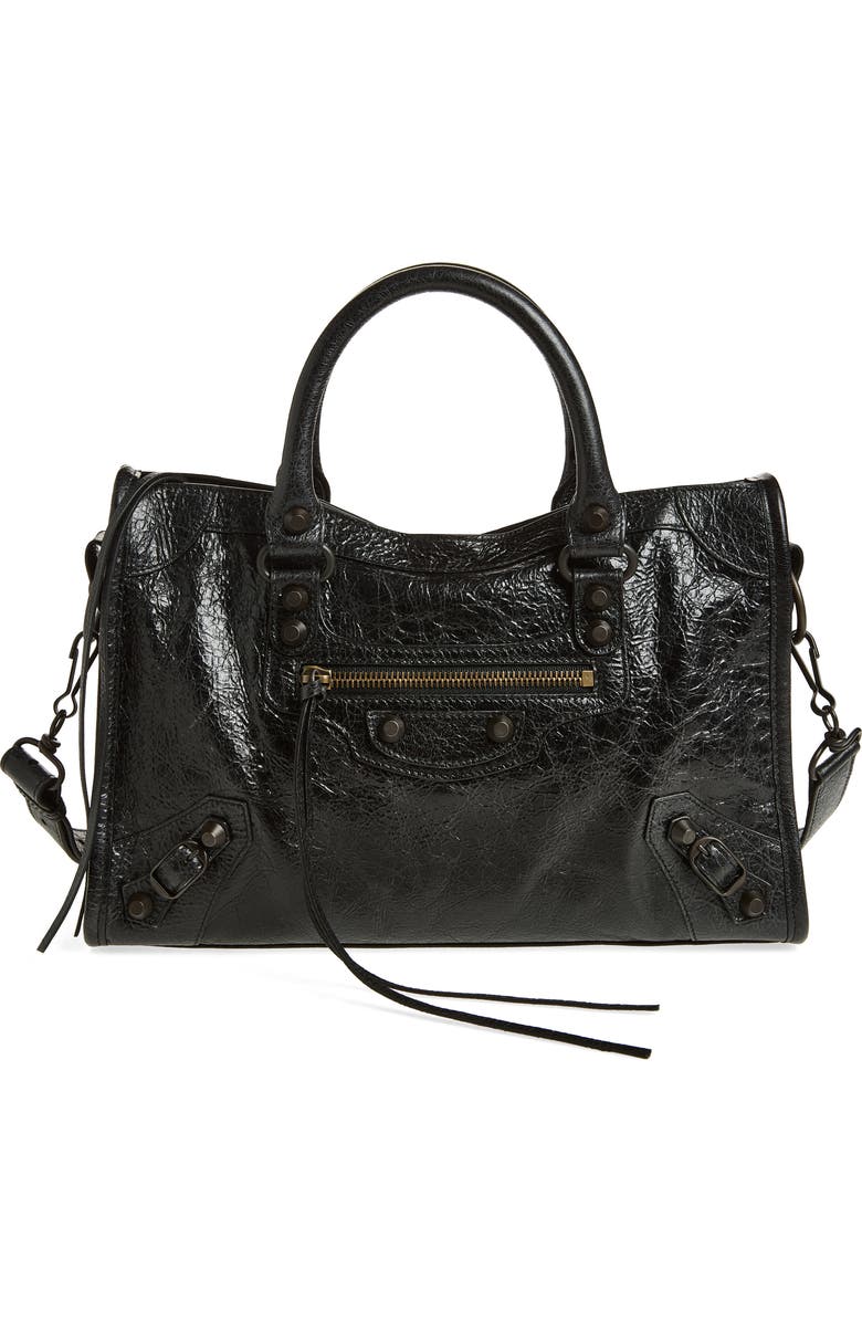 Balenciaga Small Le City Leather Satchel, Main, color, 1000 Black