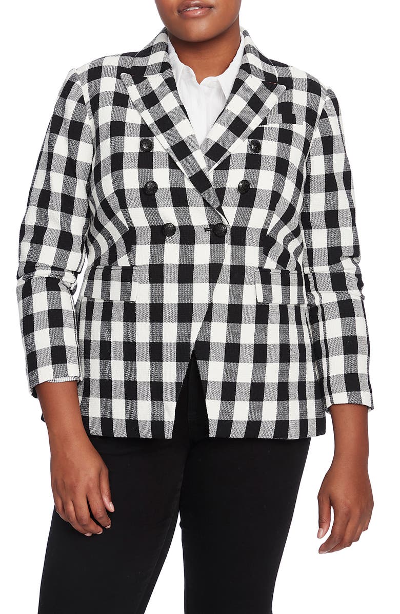 Court & Rowe Textured Gingham Cotton Blend Blazer, Alternate, color, 
