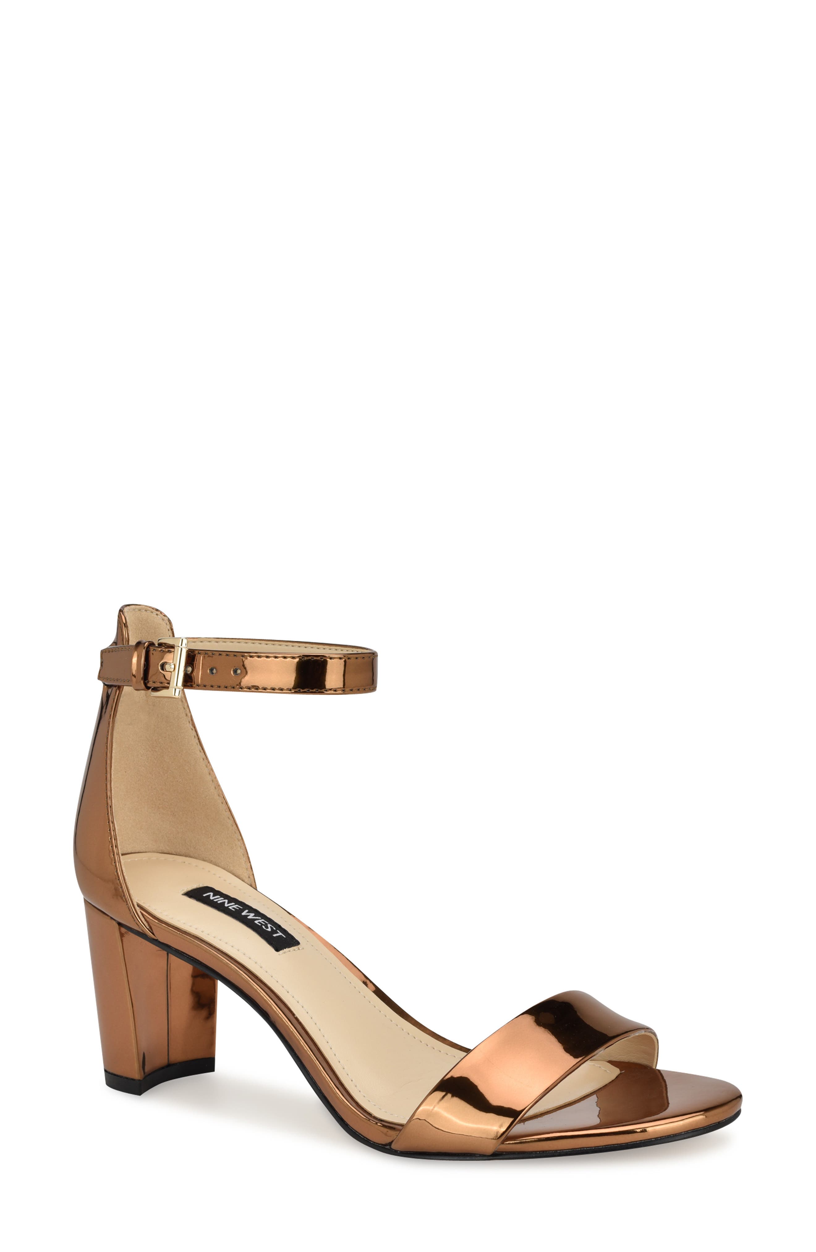 Nine West Pruce Ankle Strap Sandal, Main, color, Bronze