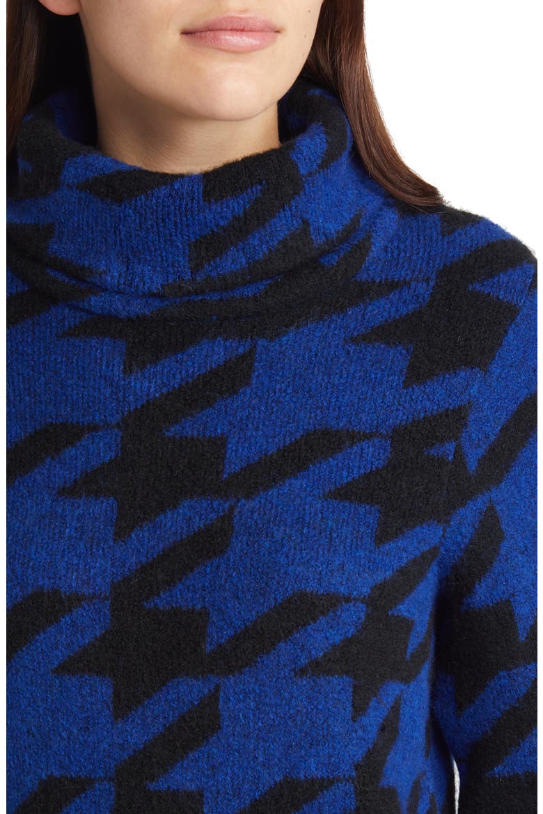 Kimberly Houndstooth Roll Neck Sweater, Alternate, color, SODALITE BLUE PATTERN BLK