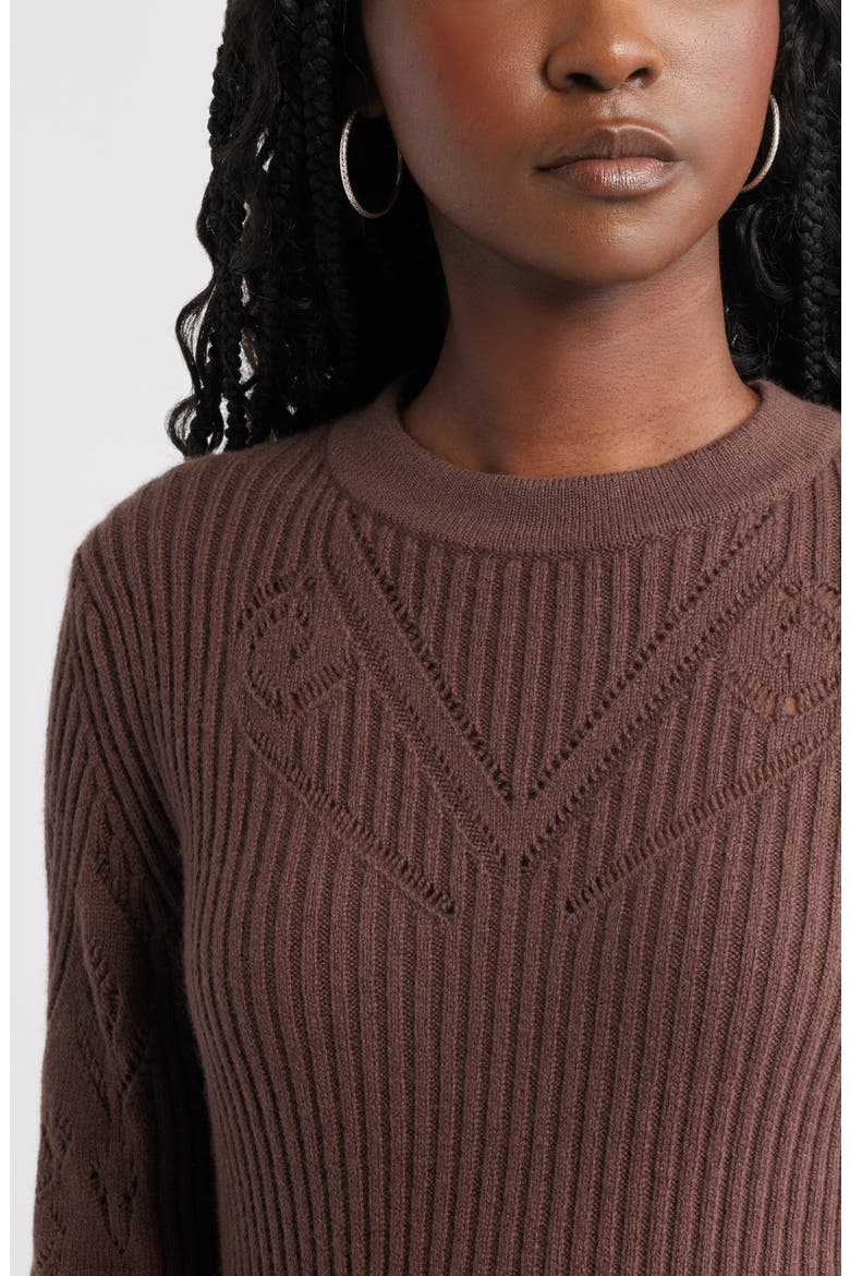 Long Sleeve Merino Wool & Cotton Blend Sweater Dress, Alternate, color, BROWN FAWN