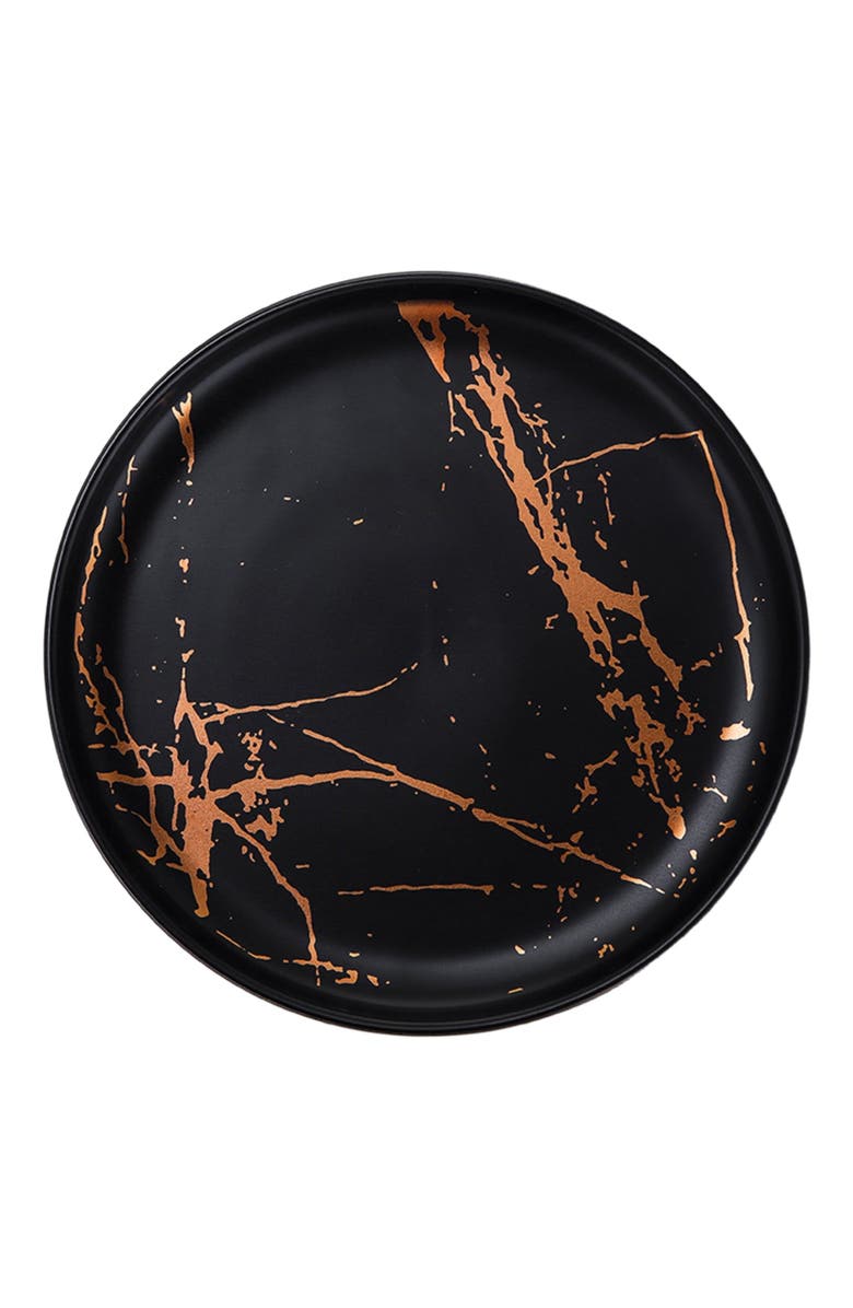 Stone Lain Zora Porcelain 4-Piece Salad Plate Set, Alternate, color, Black