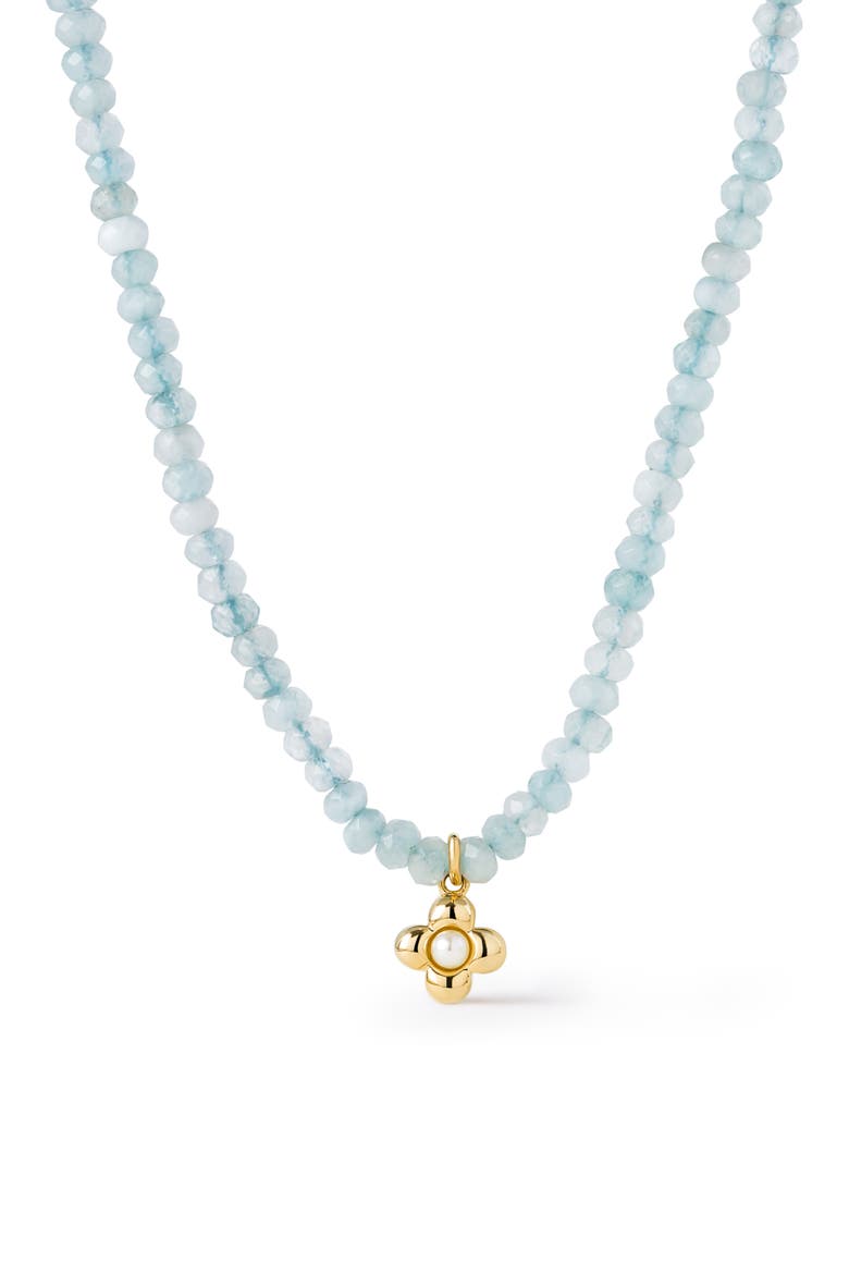 Liora Blue Jade & Freshwater Pearl Pendant Necklace, Main, color, GOLD / BLUE