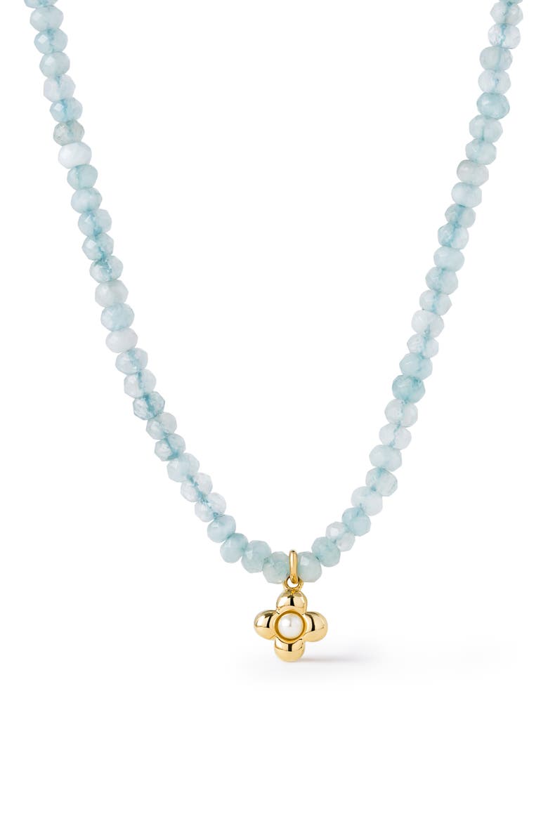Ana Luisa Liora Blue Jade & Freshwater Pearl Pendant Necklace, Main, color, Gold / Blue