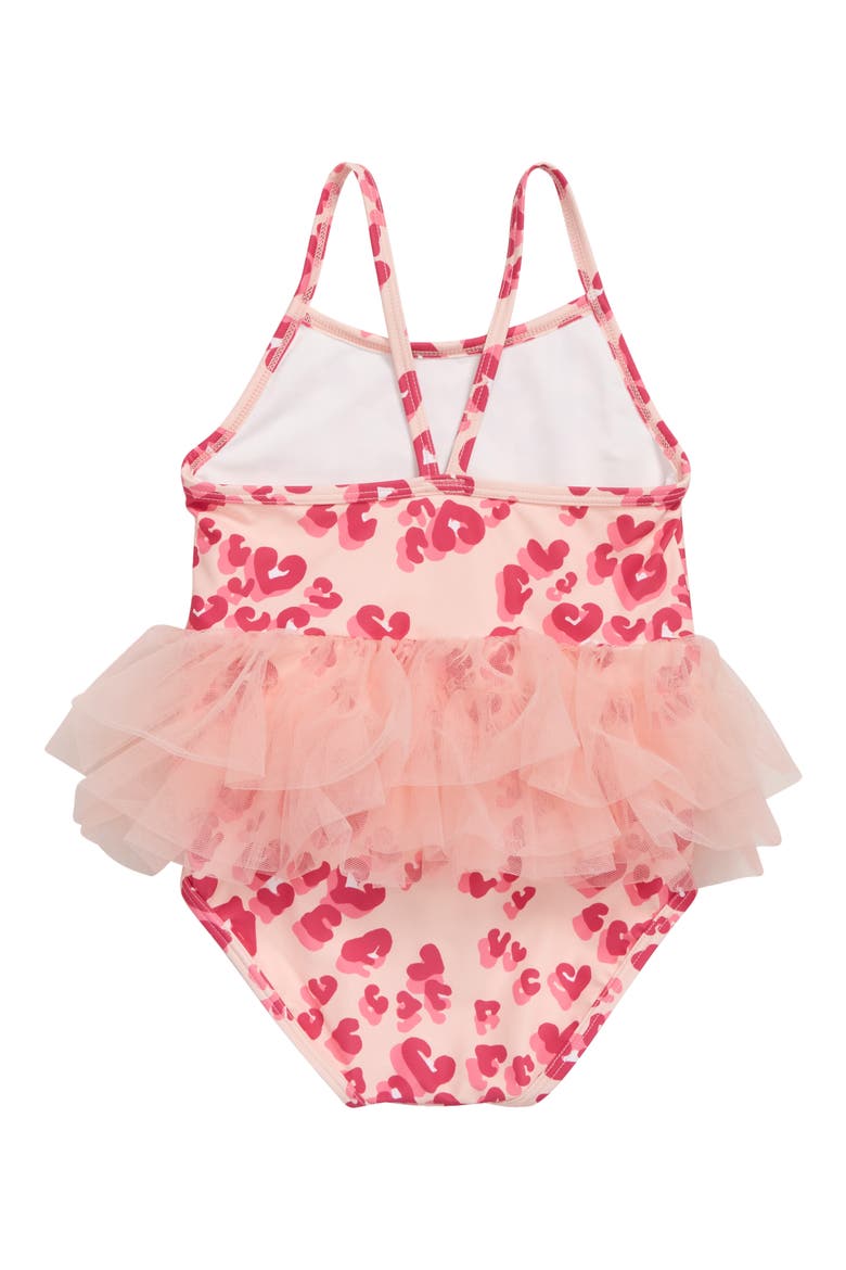 Kids' Sweet Tutu One-Piece Swimsuit, Alternate, color, PINK CREAM LEOPARD HEARTS