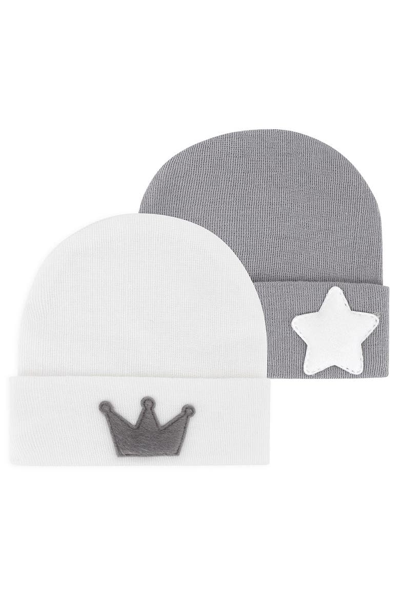 Newborn Hospital Hats 2 Packs, Main, color, Grey & White