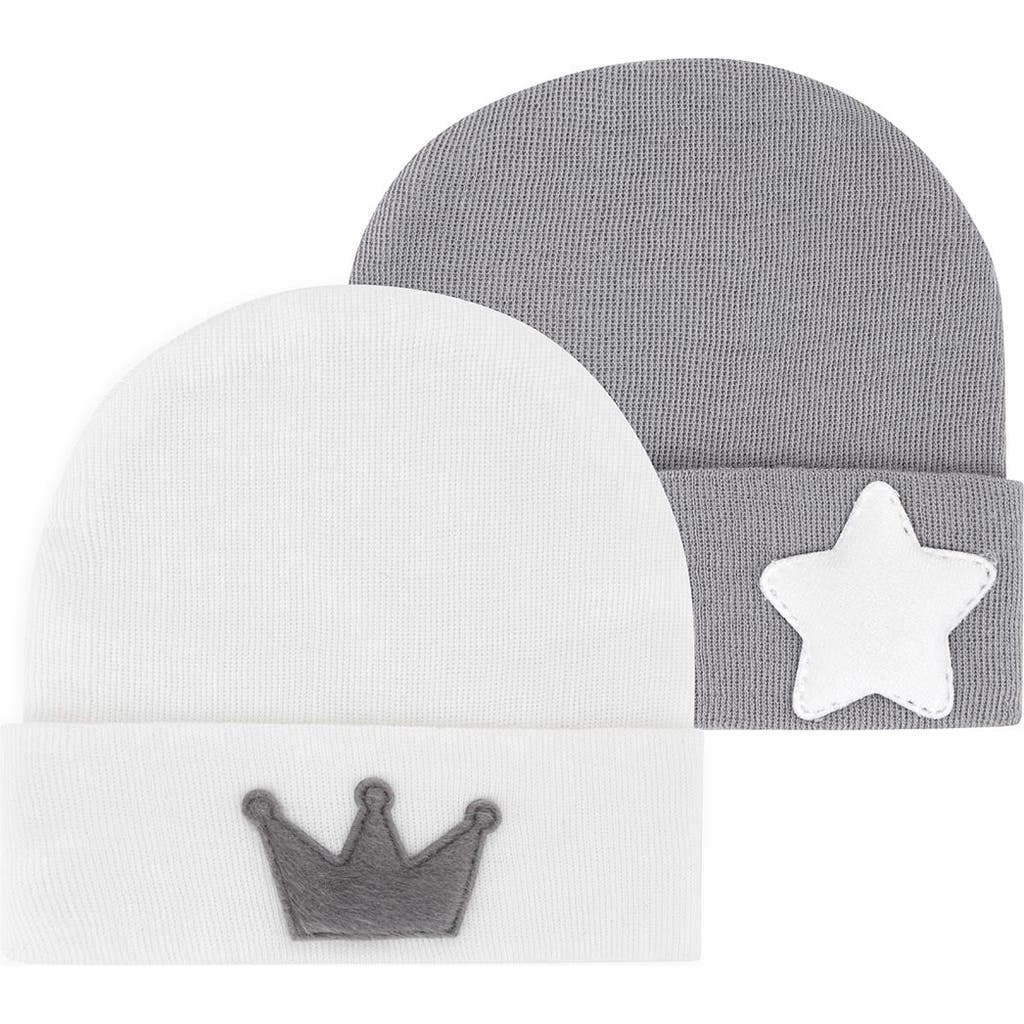 Ely's & Co. Newborn Hospital Hats 2 Packs In Grey & White