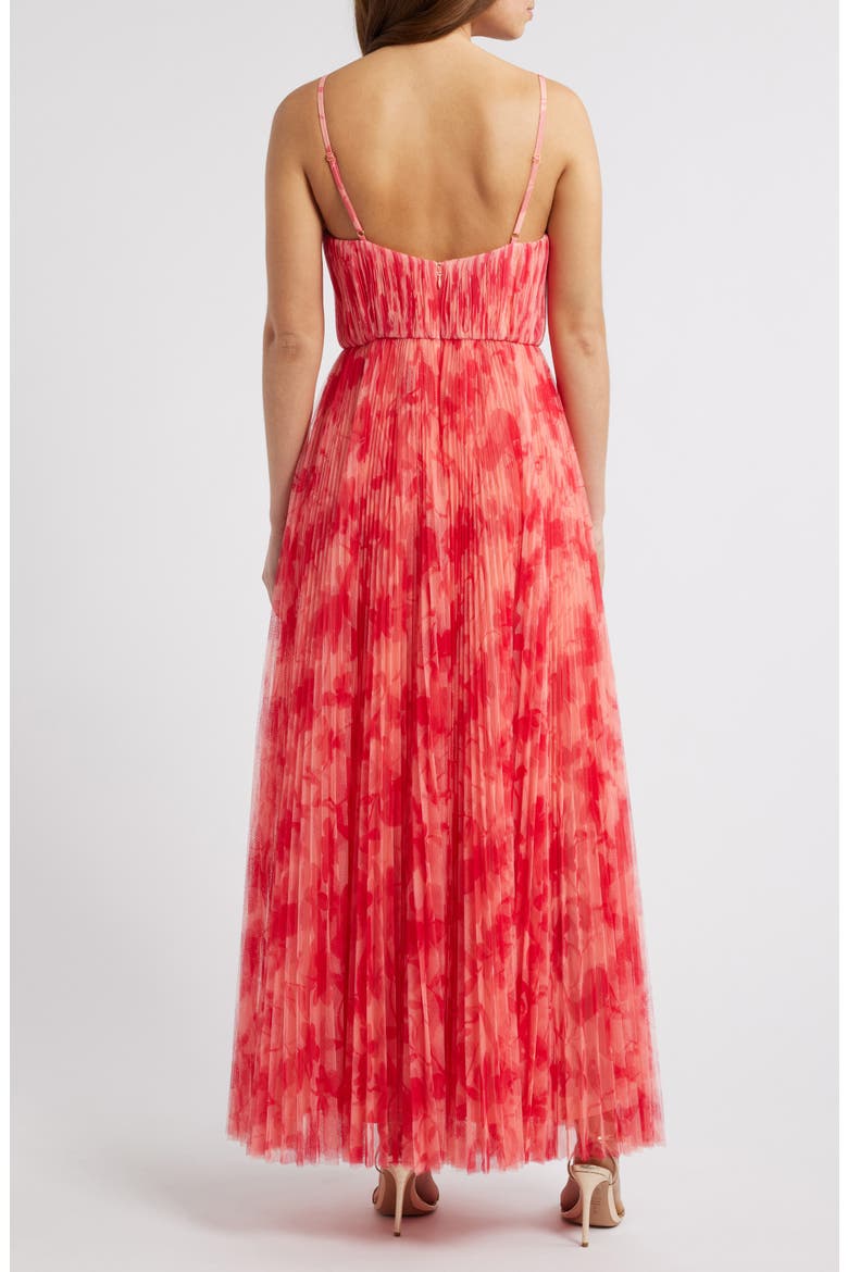 Print Pleated Sleeveless Maxi Dress, Alternate, color, RED LIPSTICK