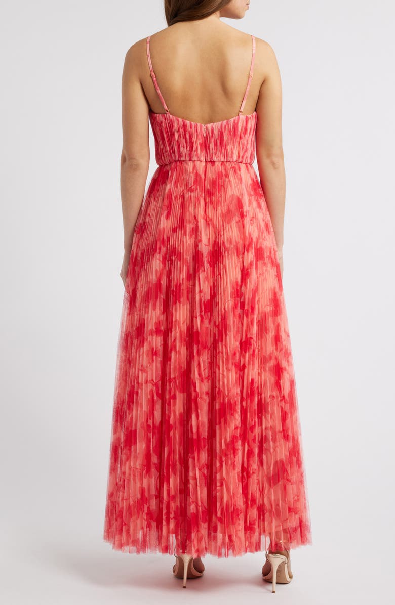 Hutch Print Pleated Sleeveless Maxi Dress, Alternate, color, Red Lipstick