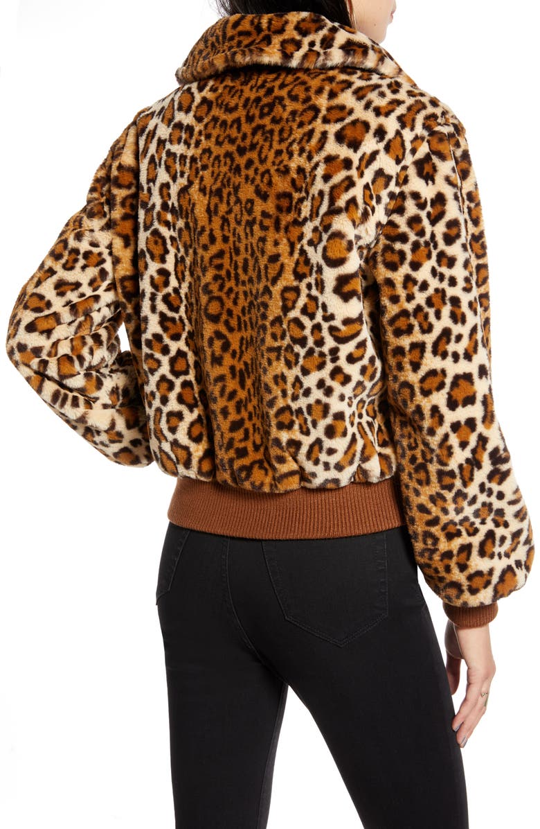 Treasure & Bond Leopard Faux Fur Bomber Jacket, Alternate, color,