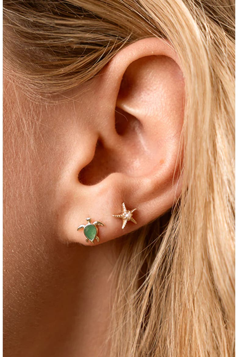 Low Tide Turtle Stud Earrings Set, Alternate, color, Gold Vermeil