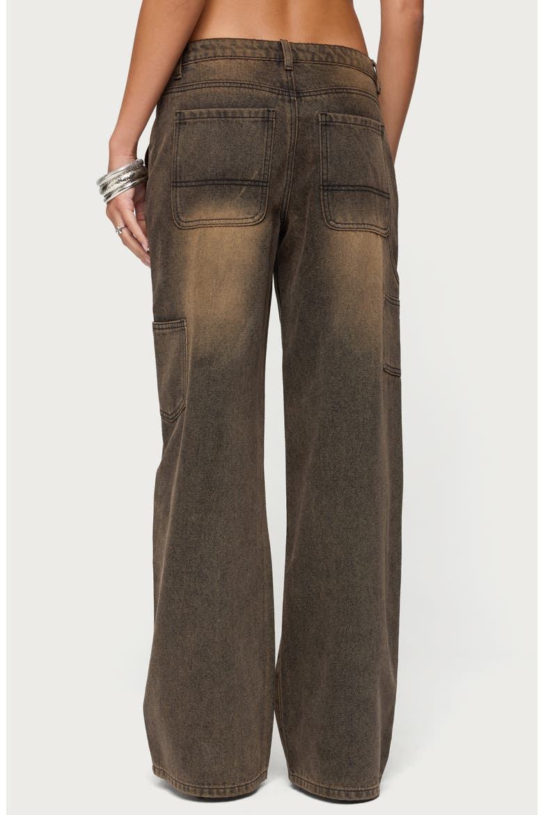 Ayla Low Rise Wide Leg Carpenter Jeans, Alternate, color, BROWN-WASHED