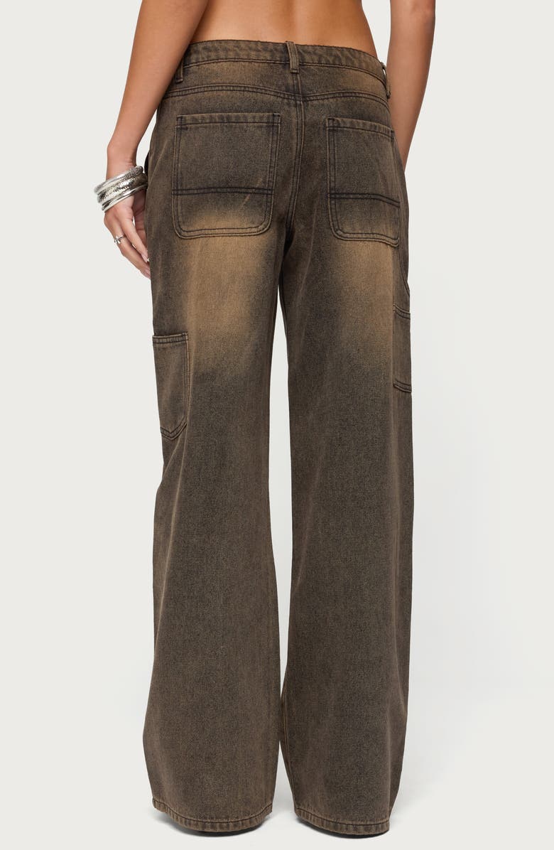 EDIKTED Ayla Low Rise Wide Leg Carpenter Jeans, Alternate, color, Brown-Washed
