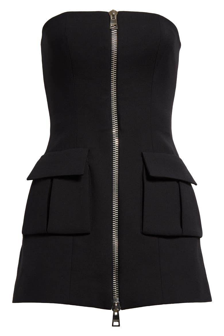 The Marca Strapless Cargo Wool & Silk Blend Minidress, Alternate, color, BLACK