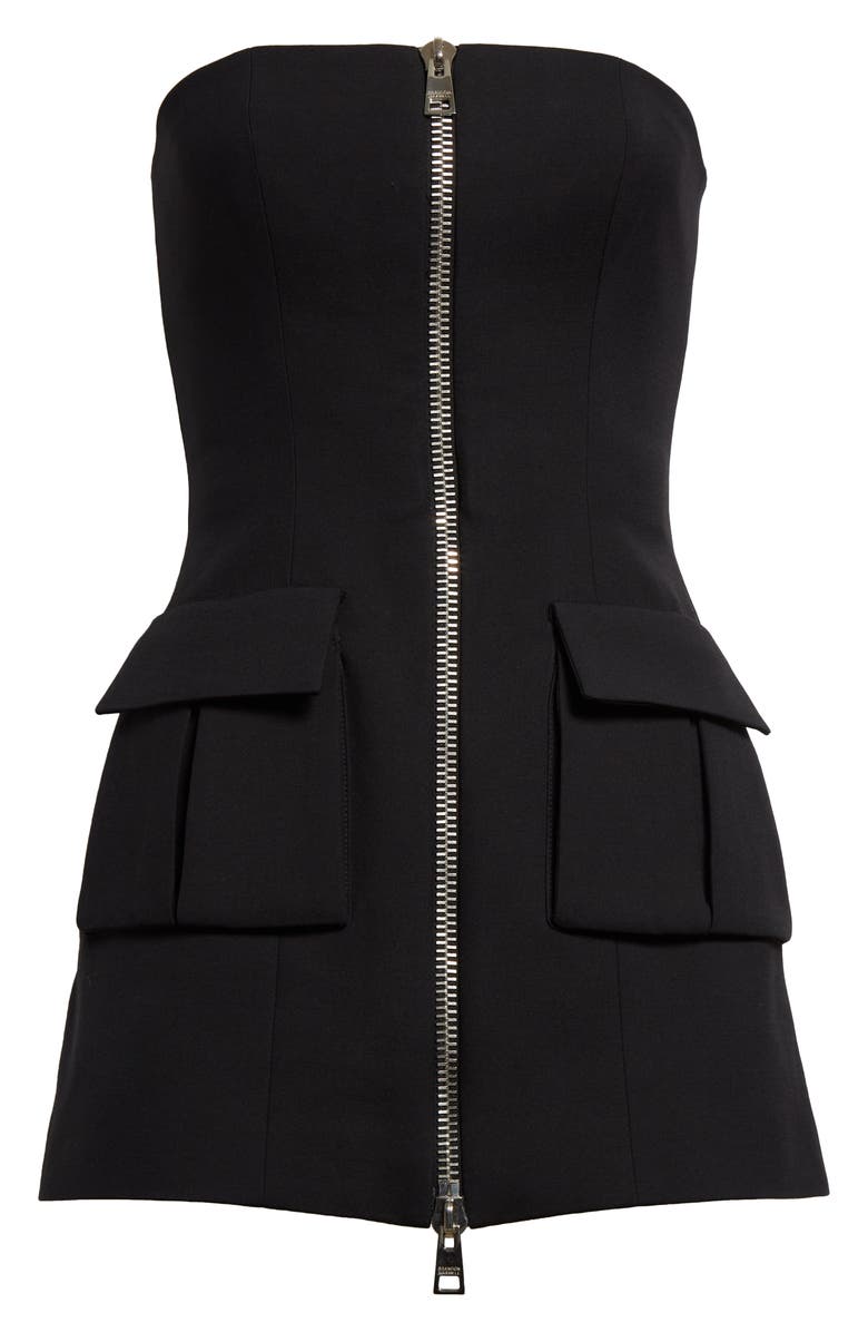 Brandon Maxwell The Marca Strapless Cargo Wool & Silk Blend Minidress, Alternate, color, 