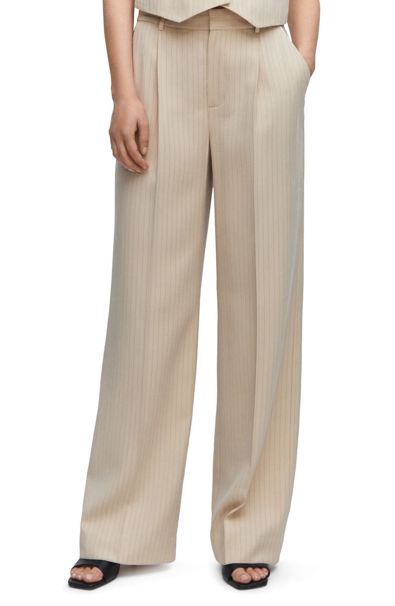 MANGO Pinstripe Wide Leg Trousers, Main, color, 