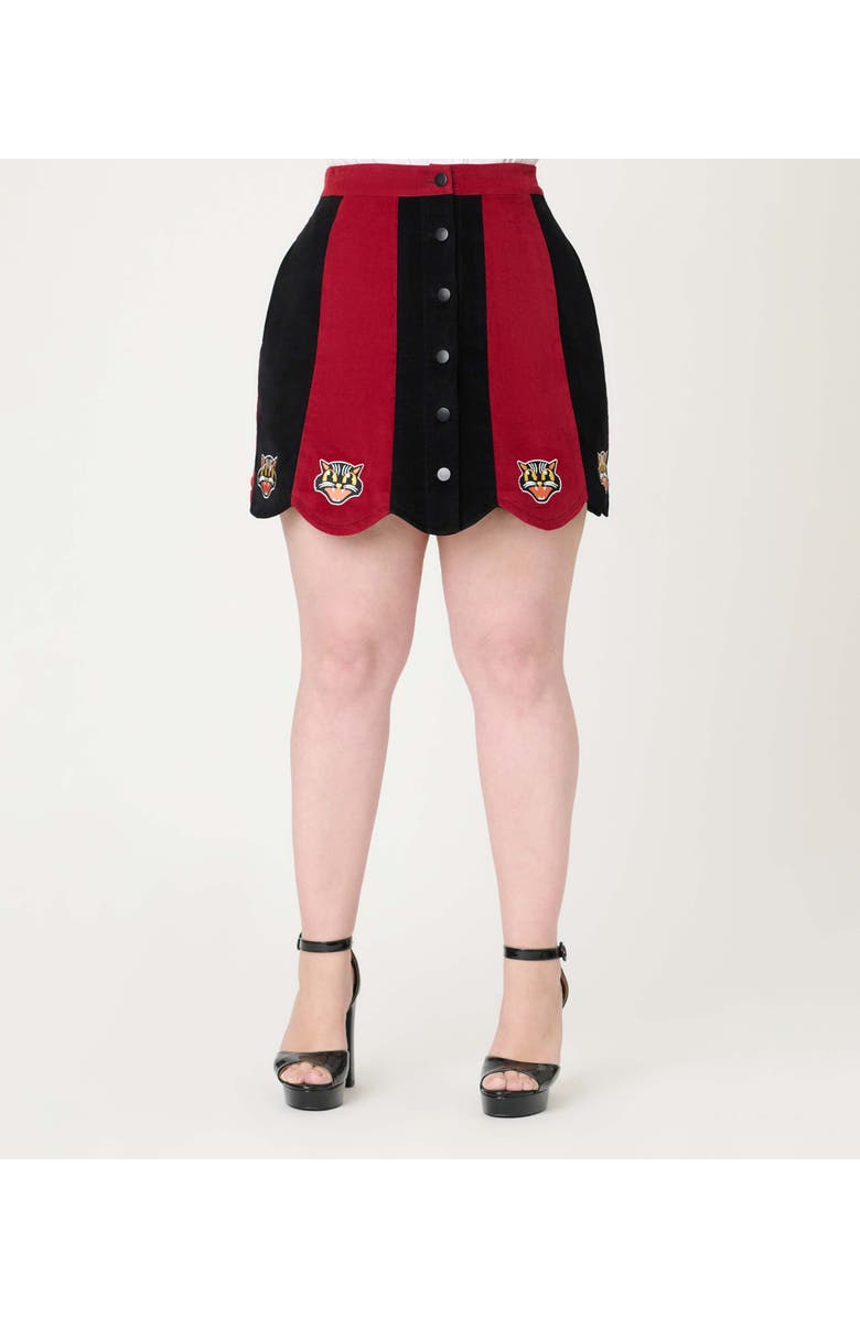 Smak Parlour Scallop Hem Corduroy Mini Skirt, Alternate, color, Burgundy