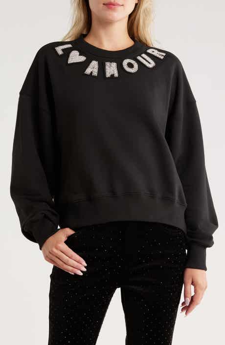 Cinq à Sept L'Amour Beaded Patchwork Brandy Sweatshirt